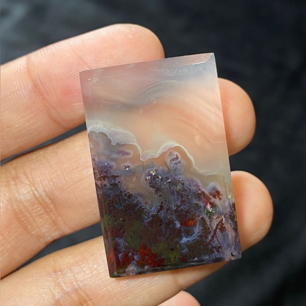 Rectangular Moss Agate Stone With Unique Motif - image 1